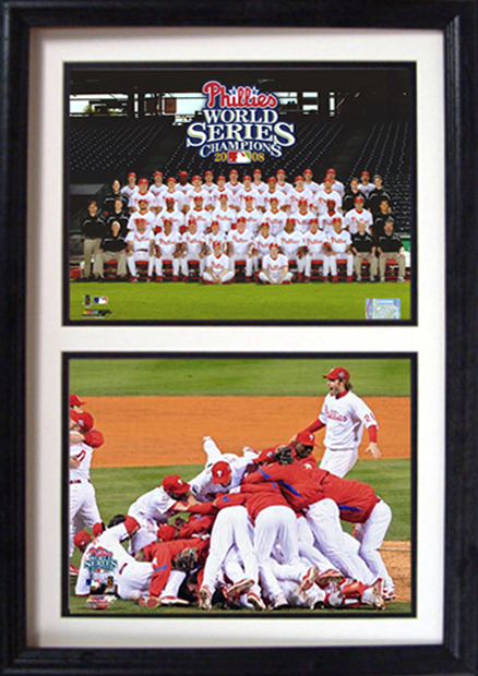 2008 Philadelphia Phillies Roster Photograph Including Two 8 x 10  Photographs in a 12 x 18 Deluxe Photograph Frame
