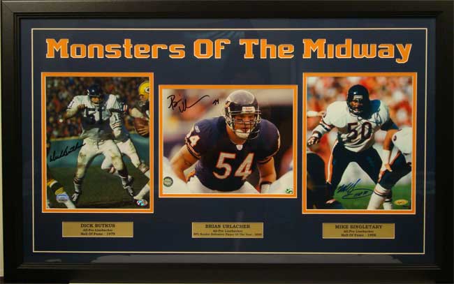 Butkus, Singletary & Urlacher Autographed Monsters of the Midway 16x20  Photo Inscribed HOF