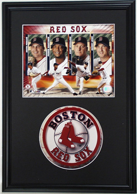 Boston Red Sox Big 4 Photograph with Team Jersey Patch in a 12